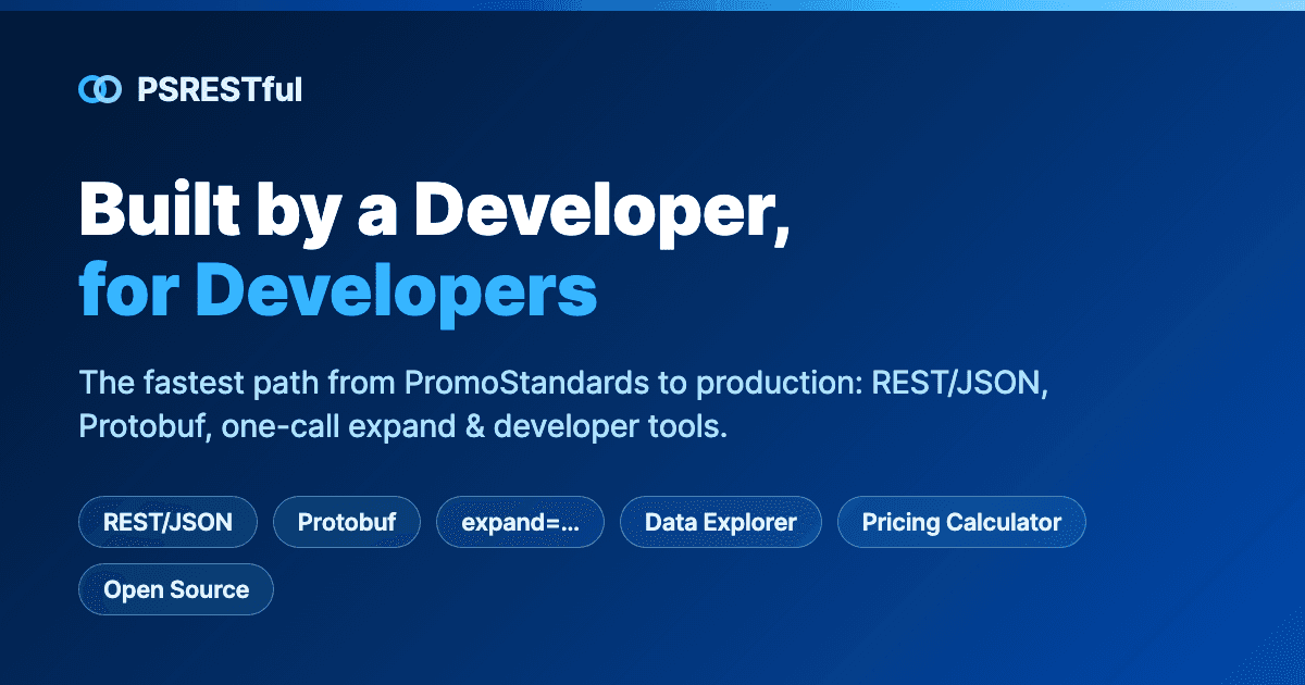 PSRESTful: Built by a Developer, for Developers. The fastest path from PromoStandards to production.